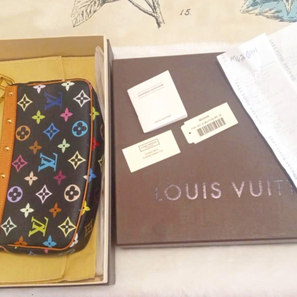 2004 Louis Vuitton Pochette Acc. M. Multicolore Noir M92648 in box with receipts